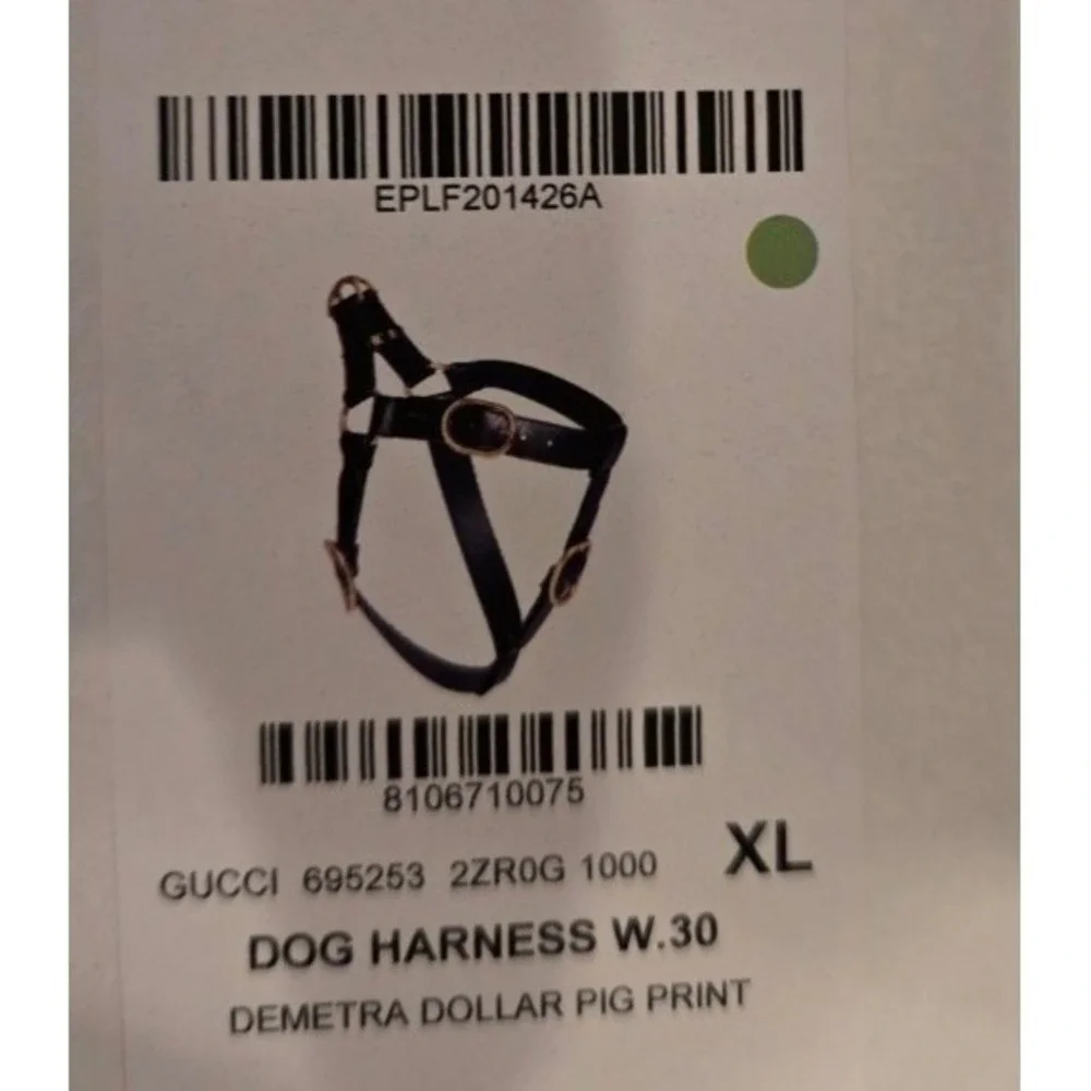 Gucci Black Demetra Dog Harness Gold Hardware Large 695253‎ NEW